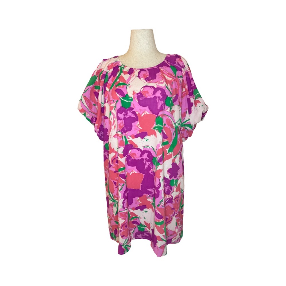 NWOT Floral Mini Dress in Pink and Purple